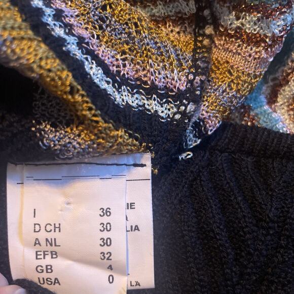 Missoni Mini Dress Striped Zig Zag Knit Long Sleeve 36 0 Wool Viscose Tie Neck - Picture 4 of 7